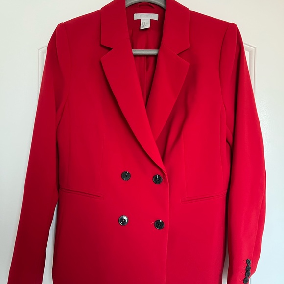 H&M Red Double-Button Blazer Size 12 - Picture 4 of 7